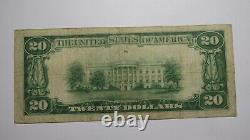 Billet de banque de la Banque nationale de Salem, New Jersey NJ, de 1929, d'une valeur de 20 dollars, charte n°3922, en très bon état (VF).