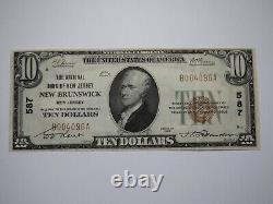 Billet de banque de la National Currency Bank Note de New Brunswick, New Jersey, de 10 dollars, de l'année 1929, Ch. #587 VF++.