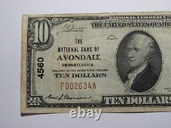 Billet de banque de la National Currency Bank de 10 $ de 1929 à Avondale, Pennsylvanie, PA, Ch. #4560 VF