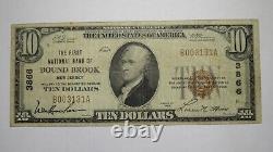 Billet de banque de la National Currency Bank de Bound Brook, New Jersey, NJ de 10 dollars de 1929, Ch. #448, en VF.
