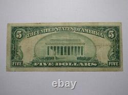 Billet de banque de la National Currency Bank de Chickasha, Oklahoma OK, de 1929, d'une valeur de 5 dollars, numéro de série 9938, en très bon état.