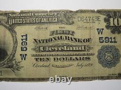 Billet de banque de la National Currency Bank de Cleveland, Oklahoma OK, de 10 dollars de 1902, Ch. 5911, RARE.