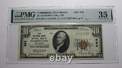 Billet de banque de la National Currency Bank de Flemington, New Jersey, NJ, de 1929, d'une valeur de 10 dollars, numéro de série Ch #892, état VF35.
