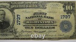 Billet de banque de la National Currency Bank de Hightstown, New Jersey, NJ de 1902 de 10$ - Ch #1737 - EN BON ÉTAT