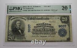 Billet de banque de la National Currency Bank de Little Rock, Arkansas, AR de 1902, d'une valeur de 20 dollars, Ch. #9037, état VF20.