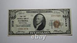 Billet de banque de la National Currency Bank de Natrona, Pennsylvanie, PA de 1929 d'une valeur de 10 dollars, numéro de série #5729, en très bon état.
