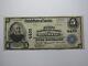 Billet De Banque De La National Currency Bank De Reading, Massachusetts Ma De 1902 De 5 $, Ch. #4488, Tb+