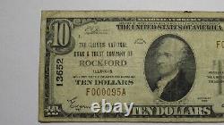 Billet de banque de la National Currency Bank de Rockford, Illinois IL de 10 dollars de 1929, numéro de série bas #13652
