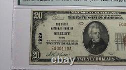 Billet de banque de la National Currency Bank de Shelby, Ohio OH de 1929 de 20 $, Ch. #1929, état VF30 PMG