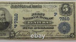 Billet de banque de la National Currency Bank de Ventura, Californie, de 1902, de 5 dollars, Ch. #7210, VF20 PCGS.