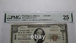 Billet de banque de la National Currency Bank de Washington, Indiana, de 10 $ de 1929 ! #3842 VF25 PMG