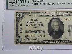 Billet de banque de la National Currency Bank de Waxahachie, Texas, TX, de 20 dollars, de l'année 1929, Ch. #13516, état VF25.