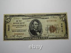 Billet de banque de la Nouvelle-Mexique NM, monnaie nationale de 1929, Albuquerque, n°2614, en bon état.