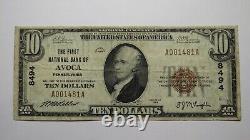 Billet de banque de la Pennsylvania PA National Currency Bank de 10 1929 dollars Avoca ! #8494 Très bon état