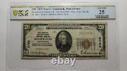 Billet de banque de la Pennsylvanie PA, devise nationale de 20 dollars de Rockwood en 1929, numéro de série 9769, état VF25.