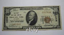 Billet de banque de la banque nationale de Highland Park, New Jersey, NJ de 10 1929, numéro de facture #12598 VF+