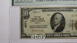 Billet de banque de la banque nationale de l'Oregon OR de Tillamook de 10 dollars de 1929, numéro de série #8574, qualité VF20.