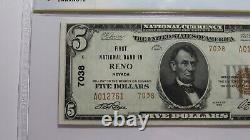 Billet de banque de la devise nationale de Reno Nevada NV de 5 dollars de 1929, numéro de série Ch. #7038, évalué PCGS UNC65PPQ.