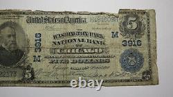 Billet de banque de la monnaie nationale de 5 1902 Chicago Illinois IL ! Charte #3916 RARE