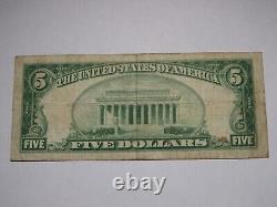 Billet de banque de la monnaie nationale de 5 $ de Madison, New Jersey, NJ, de l'année 1929, Ch. #2551, en bon état.