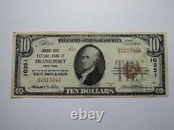 Billet de banque de la monnaie nationale de Frankfort, New York, NY de 10 dollars, 1929, N° de série 10351, TTB+