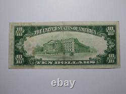 Billet de banque de la monnaie nationale de Frankfort, New York, NY de 10 dollars, 1929, N° de série 10351, TTB+