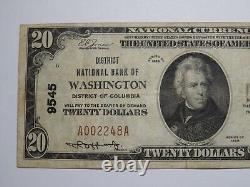 Billet de banque de la monnaie nationale de Washington D. C de 1929 de 20 $, n°9545, District de Columbia.