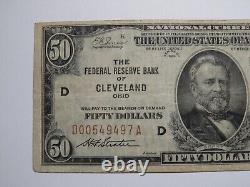 Billet de banque de la réserve fédérale de 50 $ de 1929 de Cleveland, Ohio, en très bon état (VF)