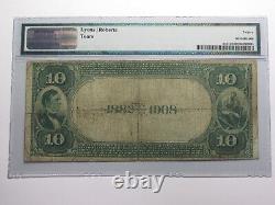 Billet de banque de monnaie nationale de 10 dollars de Zanesville, Ohio, OH, de 1882, N° de série 5760, en bon état (F12) selon le PMG