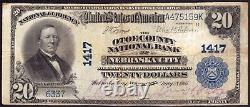 Billet de banque du comté d'Otoe de 20 dollars de 1902, monnaie de la Nebraska City, en très bon état VF.