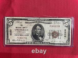Billet de banque en monnaie nationale La Banque nationale de Springdale Pennsylvanie 5 $