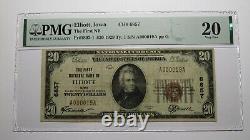 Billet de banque national Elliott Iowa IA de 1929 de 20 $, charte n° 6857, VF20 PMG