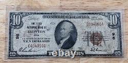 Billet de banque national Ironton, OH 1929 de 10 $ de la première banque nationale 98