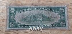 Billet de banque national Ironton, OH 1929 de 10 $ de la première banque nationale 98