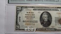Billet de banque national NJ de Millville New Jersey de 1929 de 20 $, numéro de série 1270, état de conservation VF25 PMG
