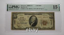 Billet de banque national de 10 1929 dollars de la ville d'Atmore, Alabama, AL, numéro de série 10697, évalué F15 par PMG.