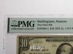 Billet de banque national de 10 $ Burlingame, Kansas, KS, de 1929, Ch. #4040, F15 PMG