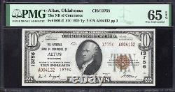 Billet de banque national de 10 $ d'Altus, Oklahoma 1929 Pmg 65 Epq Devise de l'Oklahoma 4132