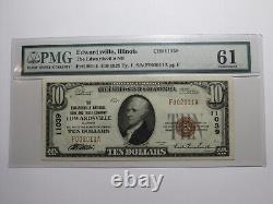 Billet de banque national de 10 $ de 1929 d'Edwardsville Illinois, numéro de série 11039, UNC61 PMG