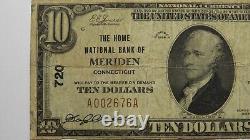 Billet de banque national de $10 de 1929 de Meriden, Connecticut, CT ! Ch. #720 Bien.
