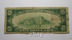 Billet de banque national de $10 de 1929 de Meriden, Connecticut, CT ! Ch. #720 Bien.