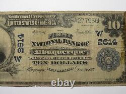 Billet de banque national de 10 $ de Albuquerque, Nouveau-Mexique, de 1902, Ch. #2614, RARE
