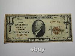 Billet de banque national de 10 $ de Durant, Oklahoma OK, de 1929, Charte n°13018, EN BON ÉTAT.