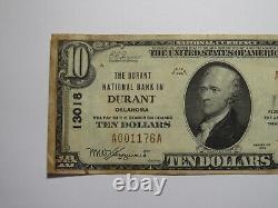 Billet de banque national de 10 $ de Durant, Oklahoma OK, de 1929, Charte n°13018, EN BON ÉTAT.