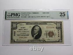 Billet de banque national de 10 $ de Fort Collins, Colorado CO, de 1929, numéro de série 2622, qualité VF25.