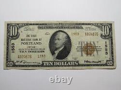 Billet de banque national de 10 $ de Portland Maine ME de 1929, charte #1553, EN TRÈS BONNE condition++