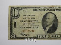 Billet de banque national de 10 $ de Providence, Rhode Island, RI, de 1929, numéro 1302 FINE