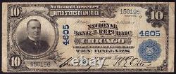 Billet de banque national de 10 dollars de 1902 à Chicago, Illinois, en circulation en bon état F +.