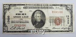 Billet de banque national de 1929 de 20 $ de Spirit Lake, Iowa, n° de chèque 13020