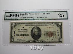 Billet de banque national de 20 $ de 1929 Shamokin Pennsylvania PA Ch #6942 VF25